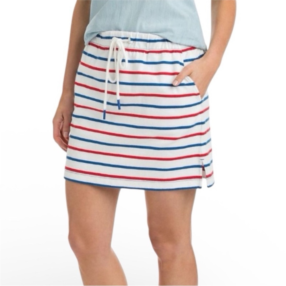 Vineyard Vines White Mini Skirt with Red & Blue Stripes